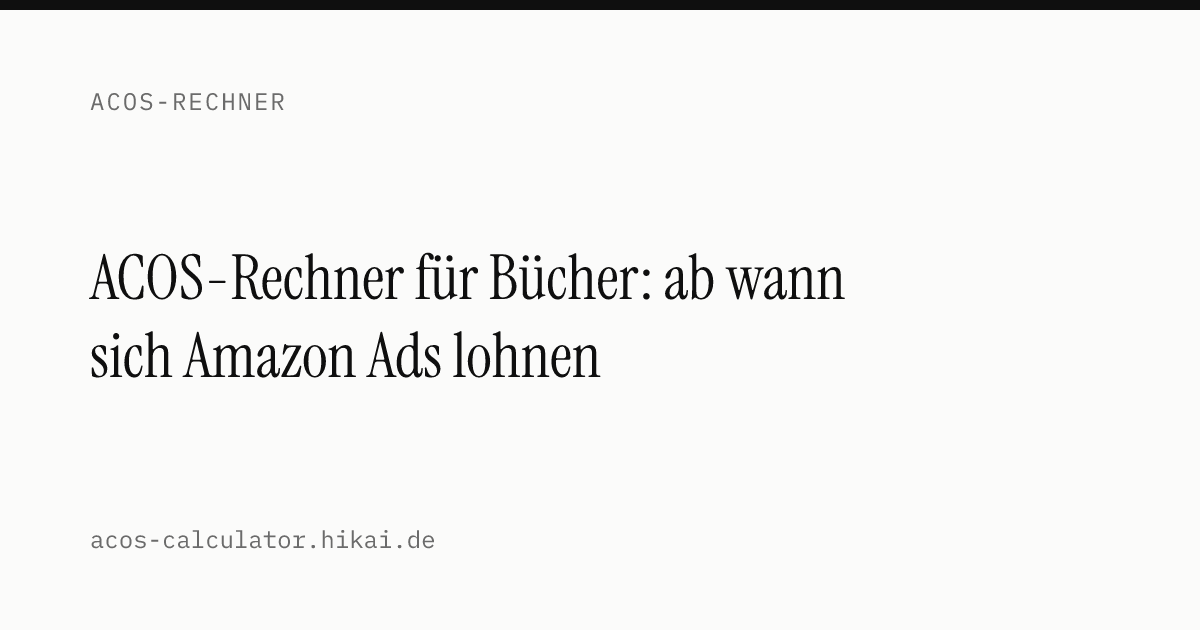 Startseite des ACOS-Rechners für Bücher
